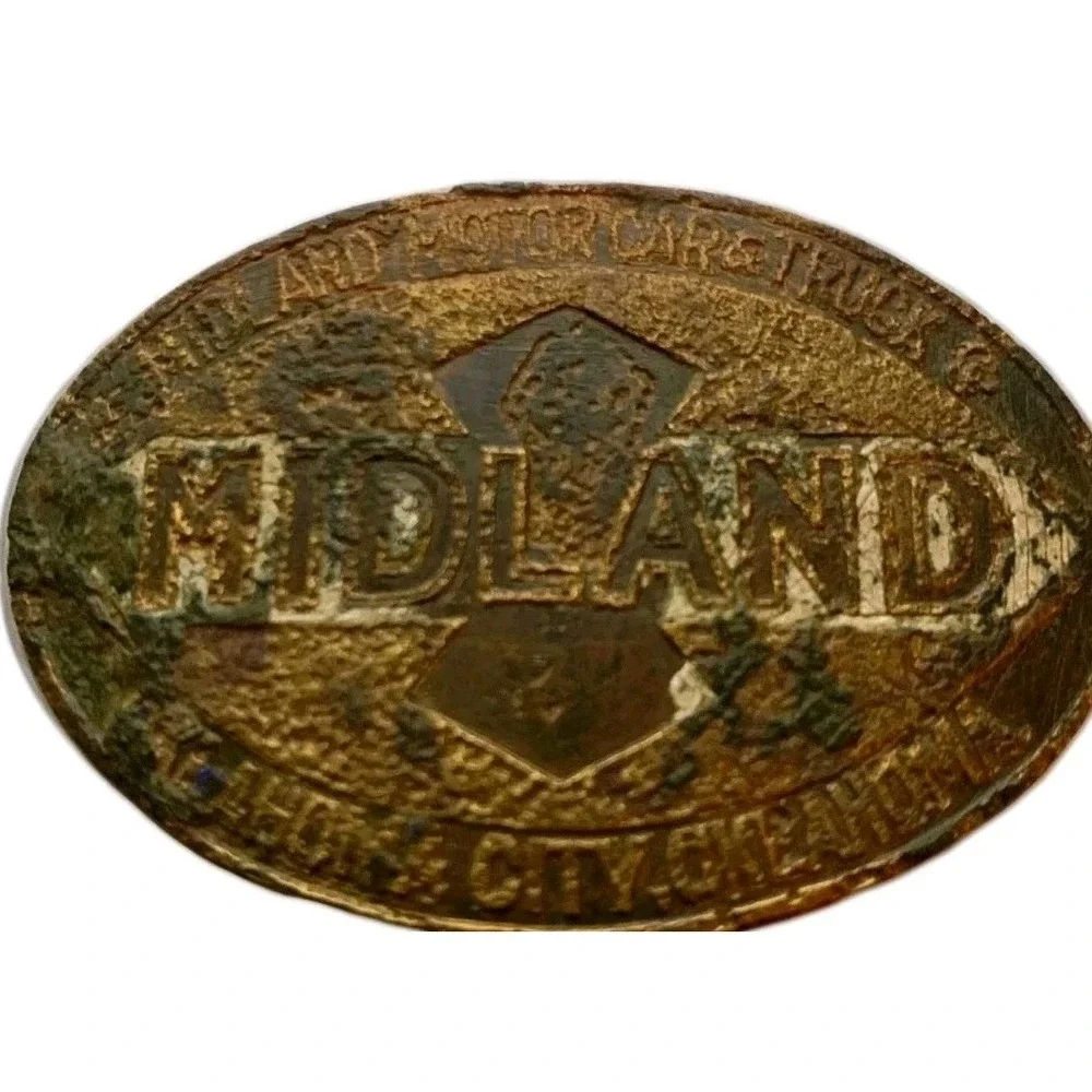 Midland Motor Car Truck Co Medallion Plaque Badge Auto History Circa Early 1900s